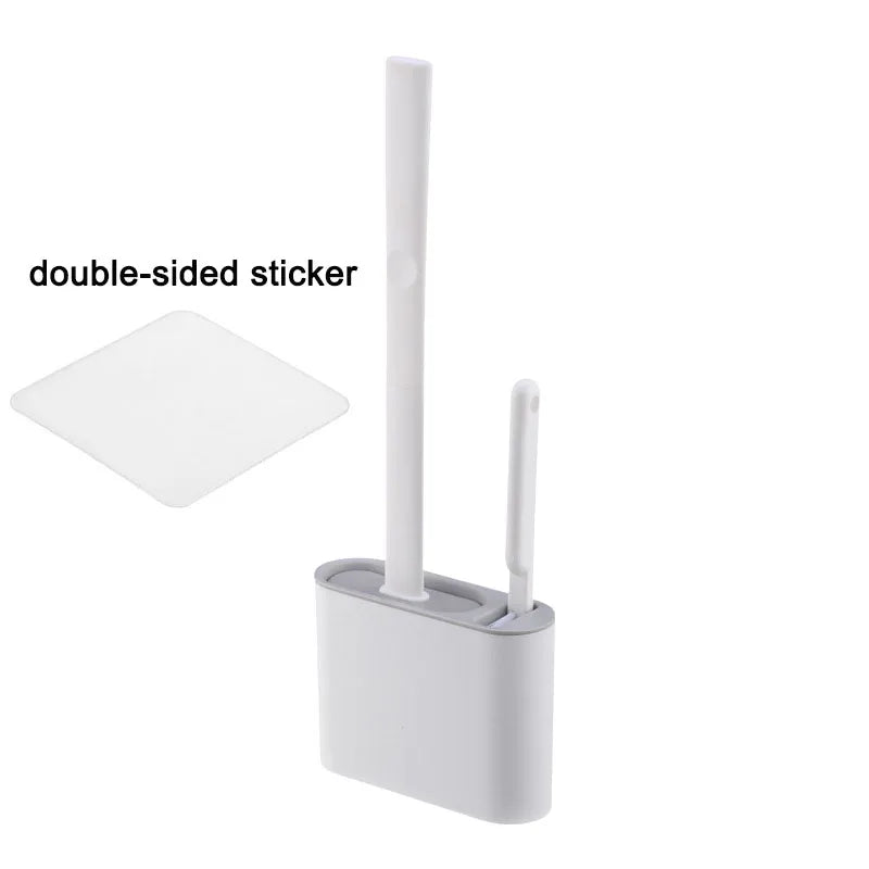 Wall Hanging Toilet Brush with Holder Long Handled Silicone Toilet Brush Soft Bristles WC Cleaning Brush Bathroom Accessories - Problems Solved