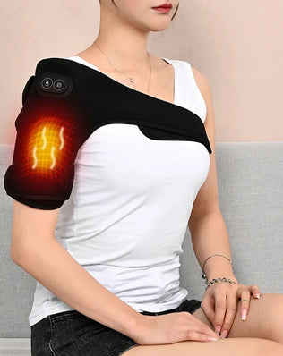 Heated Massage Brace for Shoulder & Knee - USB Rechargeable Support Strap with 3 Heat & Vibration Levels - Problems Solved