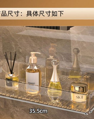Bathroom White Shelf Rack Wall-mounted Washbasin No-punch Washroom Wall Mounted Cosmetic Storage Transparent Shelf Organiser - Problems Solved