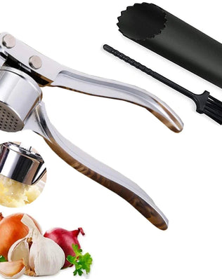 Kitchen Gadgets Garlic Press Stainless Steel Garlic Mincer Garlic Peeler and Cleaning Brush Ginger Peeler Household Tools - Problems Solved