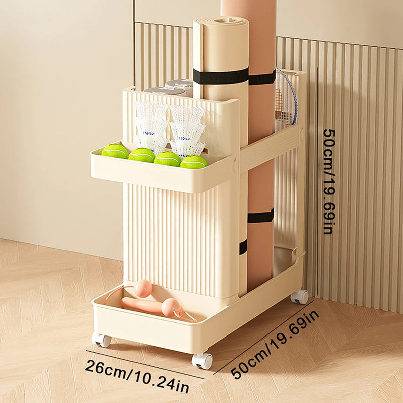 Gym Equipment Holder With Wheels Sports Equipment Storage Rack Yoga Mat Storage Basket Fitness Equipment Sports Tools Organizer - Problems Solved