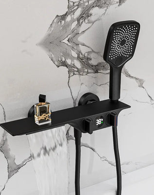 Bathroom Gray Bathtub Faucet Set Wall Mounted Brass Digital - Problems Solved