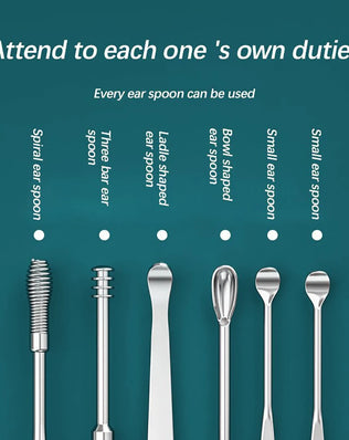Ear Cleaner 6Pcs/Set Earpick Ear Wax Remover Ear Spoon Curette - Problems Solved