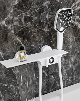 Bathroom Gray Bathtub Faucet Set Wall Mounted Brass Digital - Problems Solved